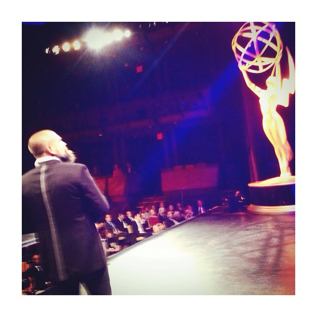 Brian Boyer on stage at the Emmy awards.